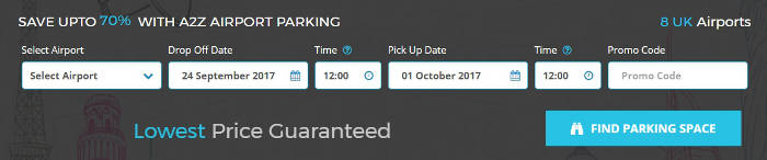 A2Z Airport Parking Booking Bar