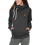 Female model in Naketano hooded fleece