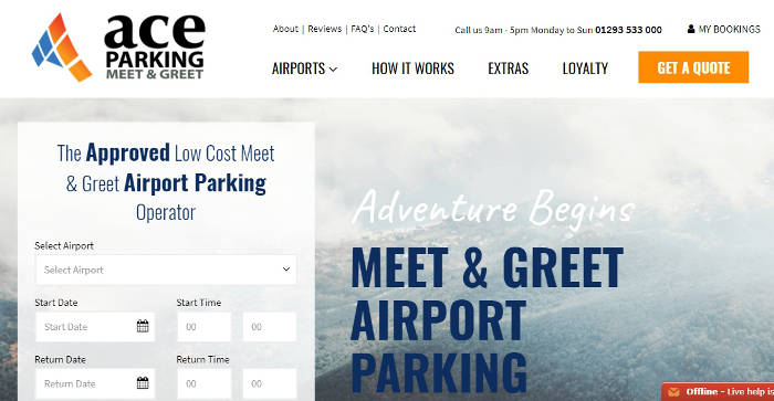 Ace Airport Parking site preview