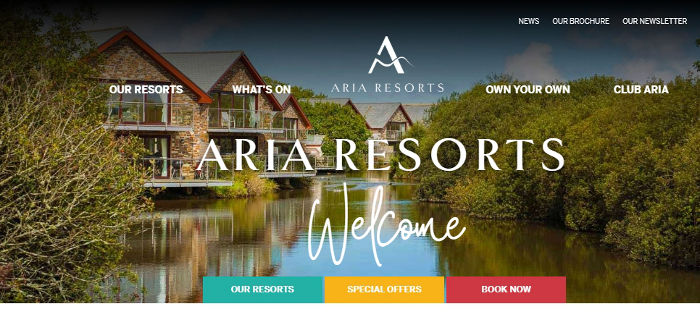 Aria Resorts website preview