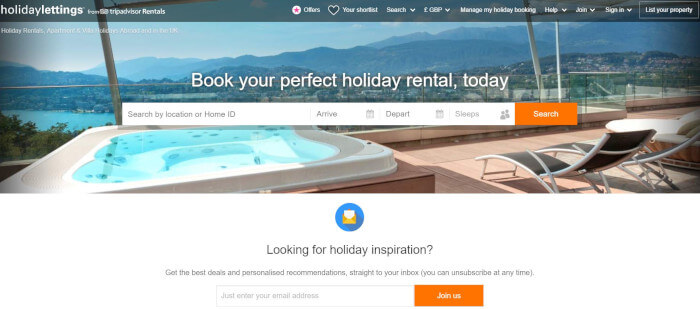 Holiday Lettings UK homepage preview image